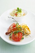 King prawns with tomatoes and couscous