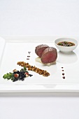 Saddle of venison with minestrone