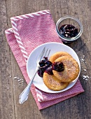 Buttermilk pancakes with blueberry compote