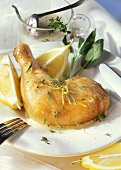 Chicken leg with lemon and herbs