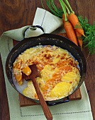 Carrot and potato gratin with feta cheese