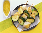 Cod and courgette kebabs with mango chutney