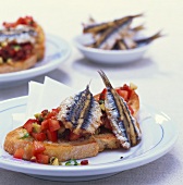 Anchovy and tomato crostini