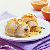 Plaice rolls with orange butter
