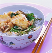 Fish and cuttlefish stir-fry with rice noodles
