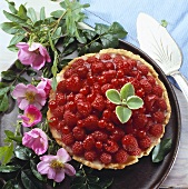 Raspberry and redcurrant tart
