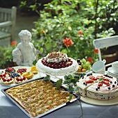 Summer cake buffet in garden