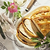 Roast turkey in puff pastry