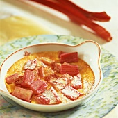 Rhubarb gratin in a small dish