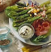 Salad with green asparagus, Bündner Fleisch (dried beef) & remoulade