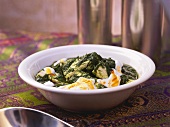 Palak Paneer (Spinach with diced cheese, India)
