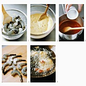 Making shrimp tempura with spicy sauce