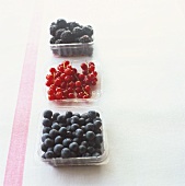 Fresh berries in 3 plastic punnets
