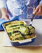Baked stuffed savoy cabbage leaves with fish & potato stuffing