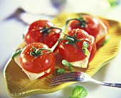 Cherry tomatoes with mozzarella and basil