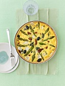 Asparagus, goat's cheese and dried tomato tart