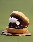 Typical German break-time snack: chocolate teacake in a bun