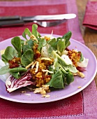 Winter salad with dried apricots and pesto