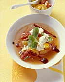 Tomato soup with buffalo mozzarella and basil