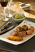 Roast duck breast with caramelised mango