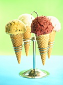 Four different ice cream cones