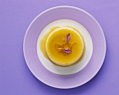 Crème caramel with orange, orange zest and lavender