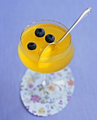 Saffron lemon jelly with blueberries for Easter