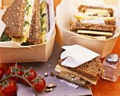 Cheese & apple and courgette & feta sandwiches