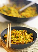 Saffron rice with Indian vegetables