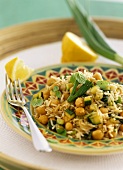 Rice with chick-peas, courgettes and mint
