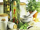 Oils and vinegar flavoured with herbs and spices