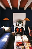 A blue living room