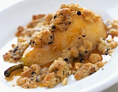 Sweet pear gratin with crumble topping