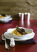 Pumpkin risotto with mushroom and pine nuts