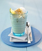 Coconut ice cream in a glass