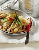 Fried rice with chicken breast and vegetables