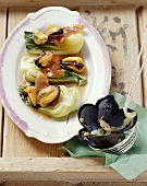 Mussels with pak choi