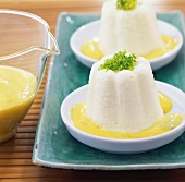 Coconut mousse with mango sauce
