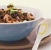 Cured pork and lentil salad