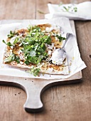 Flat bread with cream cheese and herbs