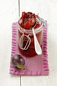 Plum jam in a jar