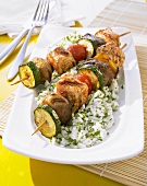 Turkey kebab on herb rice