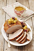 Roast pork with grapes