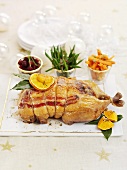 Duck with bacon and oranges for Christmas dinner