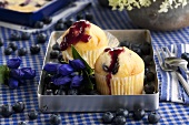 Muffins with blueberry sauce