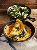 Chickpea pancakes with chard
