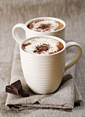 Two cups of hot chocolate