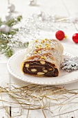 Christmas poppyseed strudel with almonds
