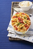 Maccaroni cheese bake with cherry tomatoes