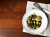 Venison ragout with a brussels sprout vegetable medley